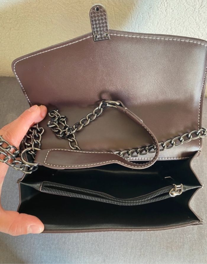 Sac fantaisie écru & marron dorée - photo numéro 4