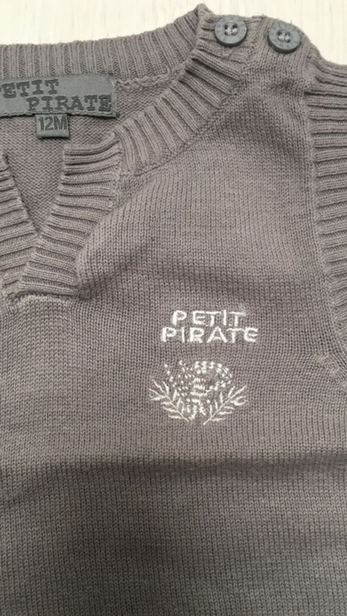 Pull sans manche 12 mois gris petit pirate - photo numéro 3