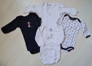 Lot bodies manches longues mixte t3mois 60cm Petit Bateau