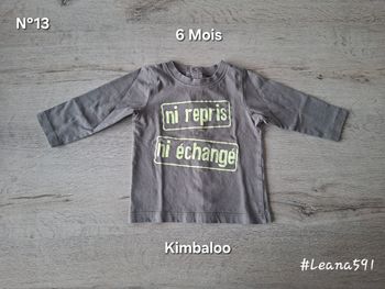 🌷N°13🌷Tee-shirt Longues Manches - Kimbaloo - 6 Mois🌷