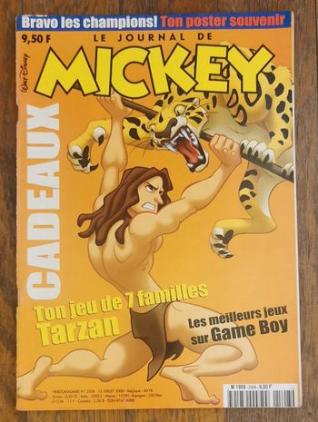 Ancien journal de mickey avec poster champions euro 2000 N°2508 vintage
