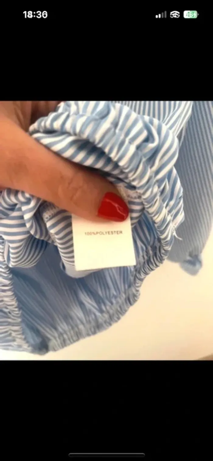 Blouse à rayures bleu ciel - épaules dénudées - taille unique - photo numéro 8