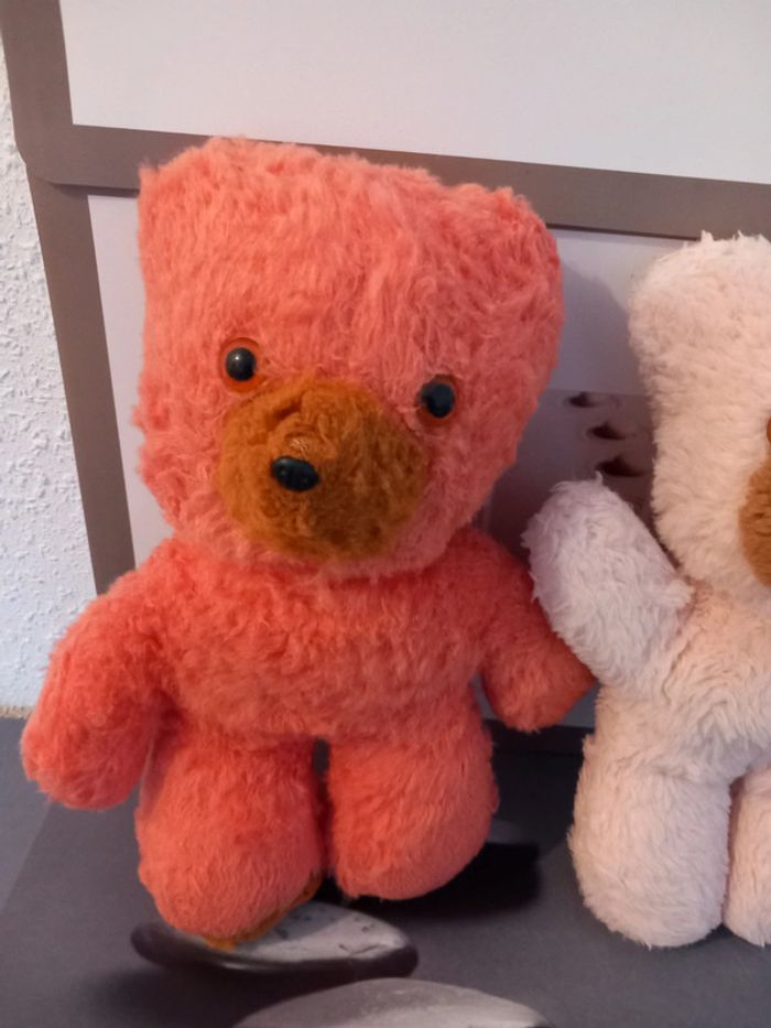 2 peluches vintages rose 29cm chamti pampers - photo numéro 2