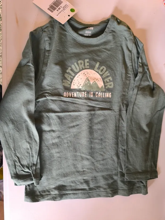 310962 tee-shirt ML vert garçon 36 mois kiabi