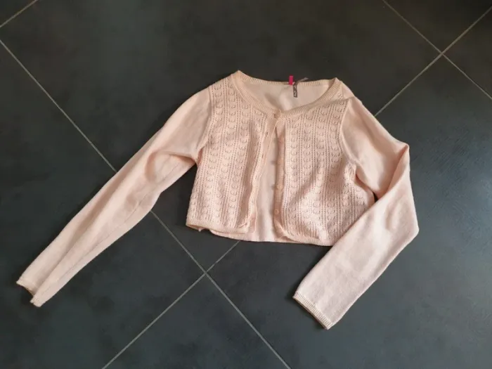 Gilet court boléro fille 8 ans couleur abricot