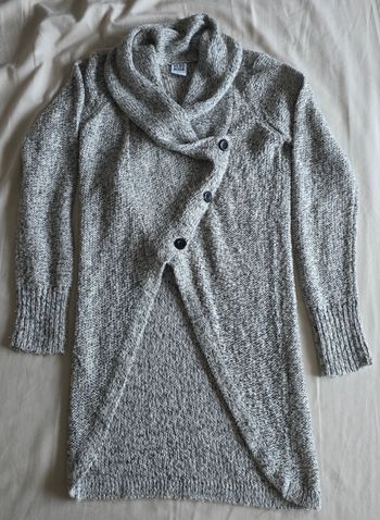 Vero Moda Gilet Long Maille Chinée Gris Blanc XS 