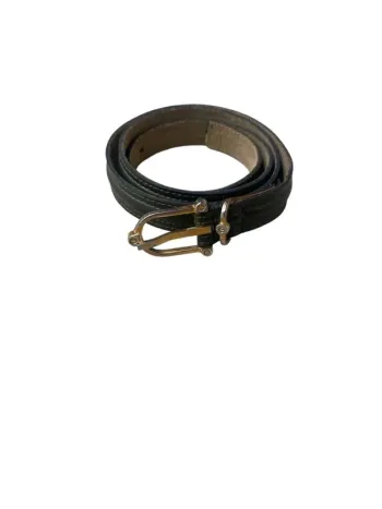 Ceinture fine vintage en cuir kaki made in France