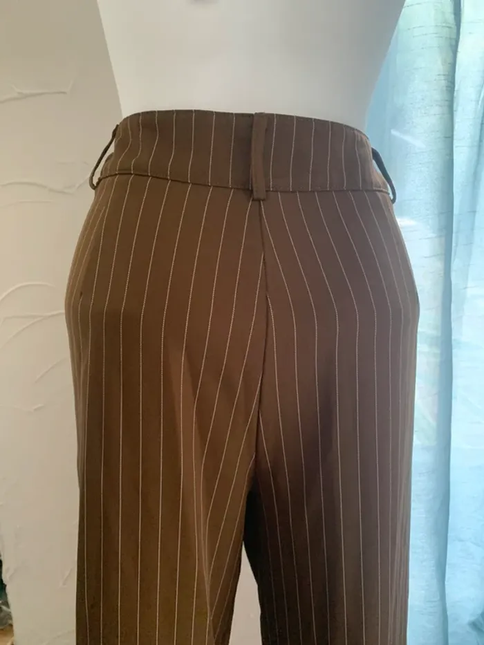 Pantalon SHEIN taille L jambe large rayé marron - photo numéro 7