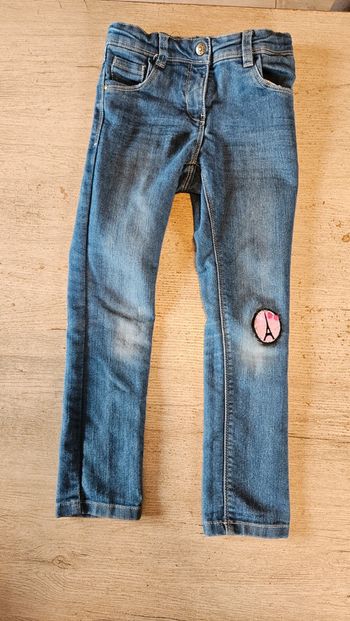 Jean s fille bleu élastique, ajustable à la taille, NYK, 7 ans