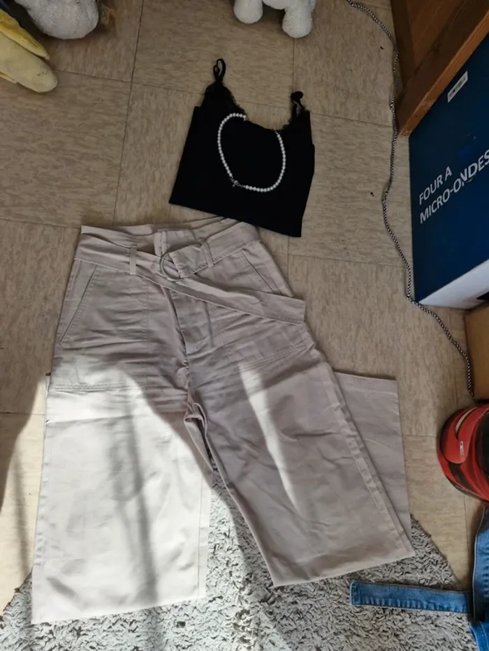 Pantalon droit beige - photo numéro 2