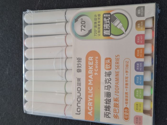 Boîte de 9 feutres acryliques Languo – Dopamine Series