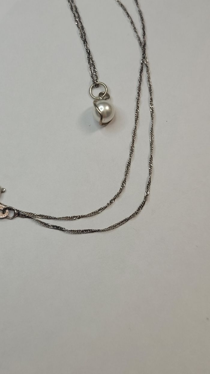 Collier en argent massif 925 avec pendentif perle - photo numéro 4