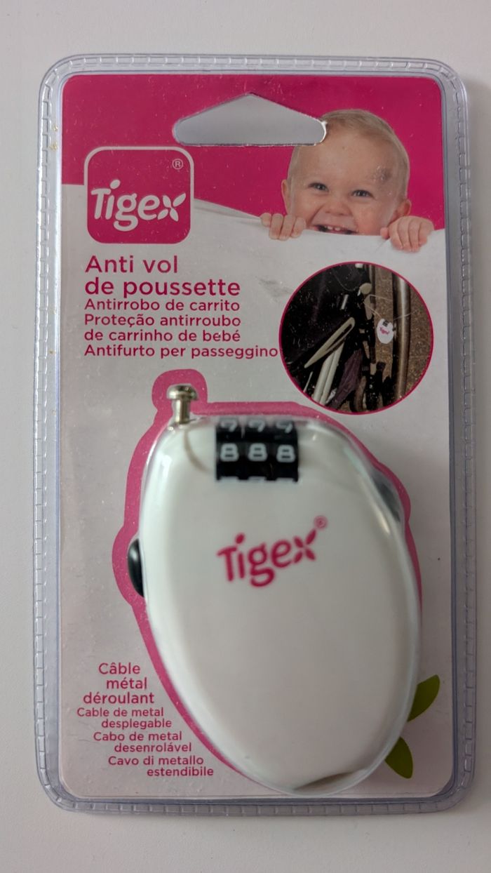NEUF, antivol cadenas à code pour poussette TIGEX