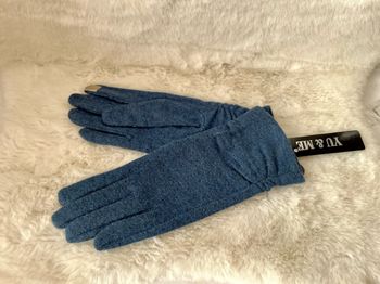 Gants tactiles bleus en laine taille L