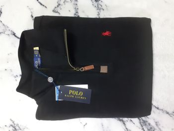 Pull half zip Ralph Lauren - Taille XL - Couleur noir logo brodé rouge - Neuf