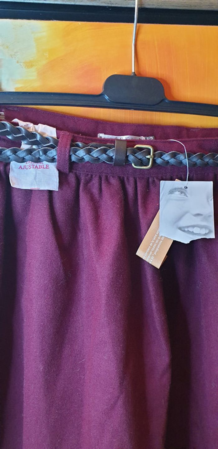 Jupe evasée taille 12 ans réglables , cognac - photo numéro 3