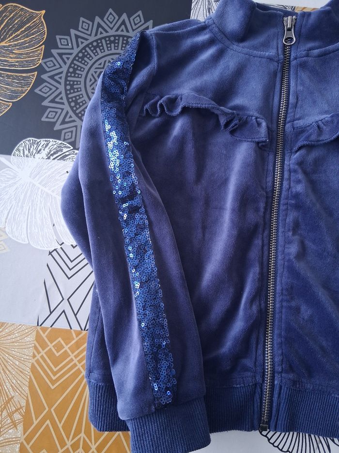 Ensemble de jogging fille bleu marine en velours 6 ans - photo numéro 4