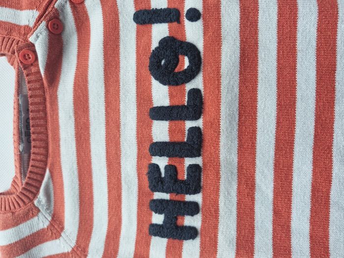 Pull 3 ans Gémo Rouge et blanc rayé hello ! - photo numéro 4