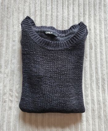 Pull gris maille douce – Coupe féminine – Taille S – Très bon état
