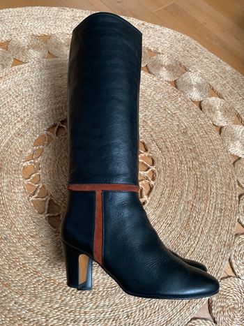 Superbe botte en cuir véritable noir Vintage | Pointure 38