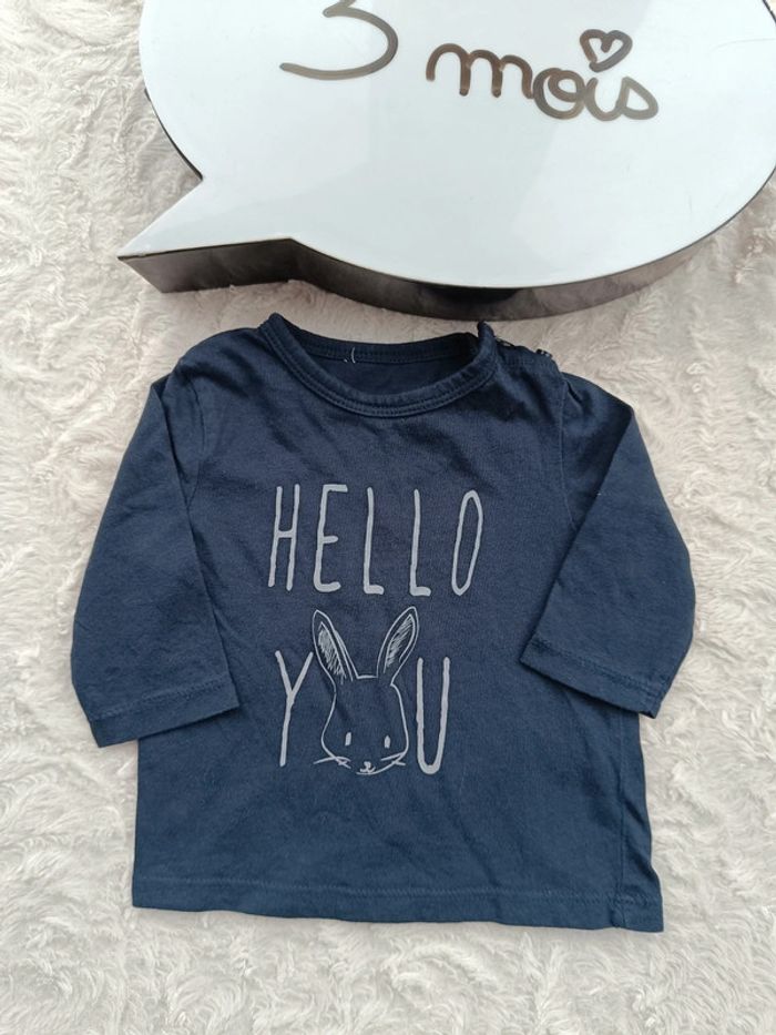 Ensemble (tee shirt+sarouel) Garçon 3 mois Hello you lapin animaux - photo numéro 3