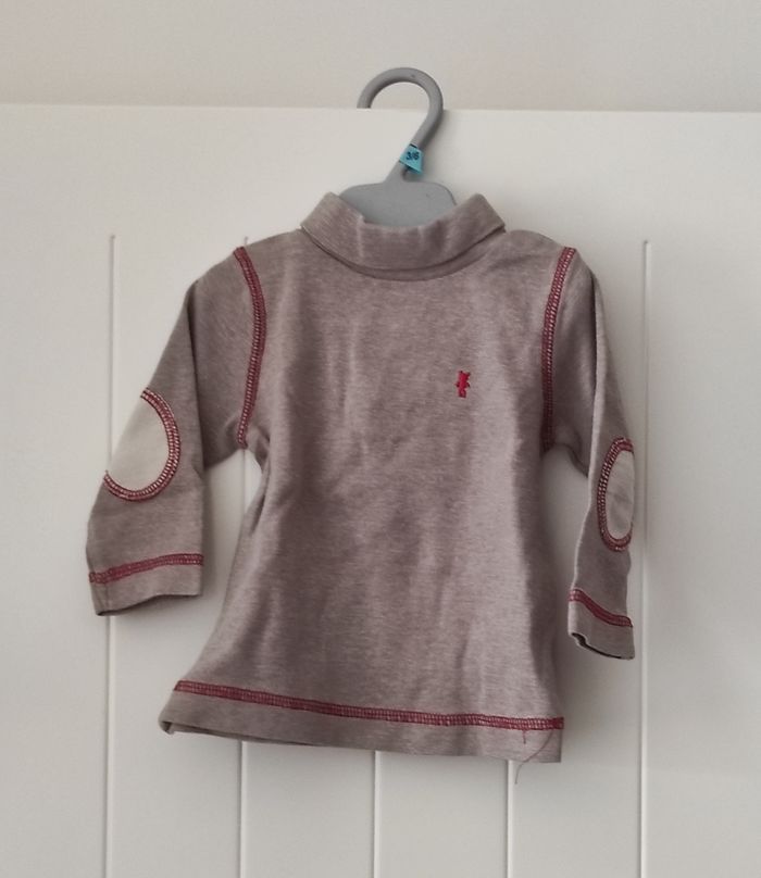 🐻 T-shirt manches longues col roulé bébé garçon – 6 mois - photo numéro 2