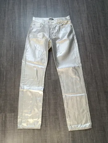 Pantalon enduit argenté sisley
