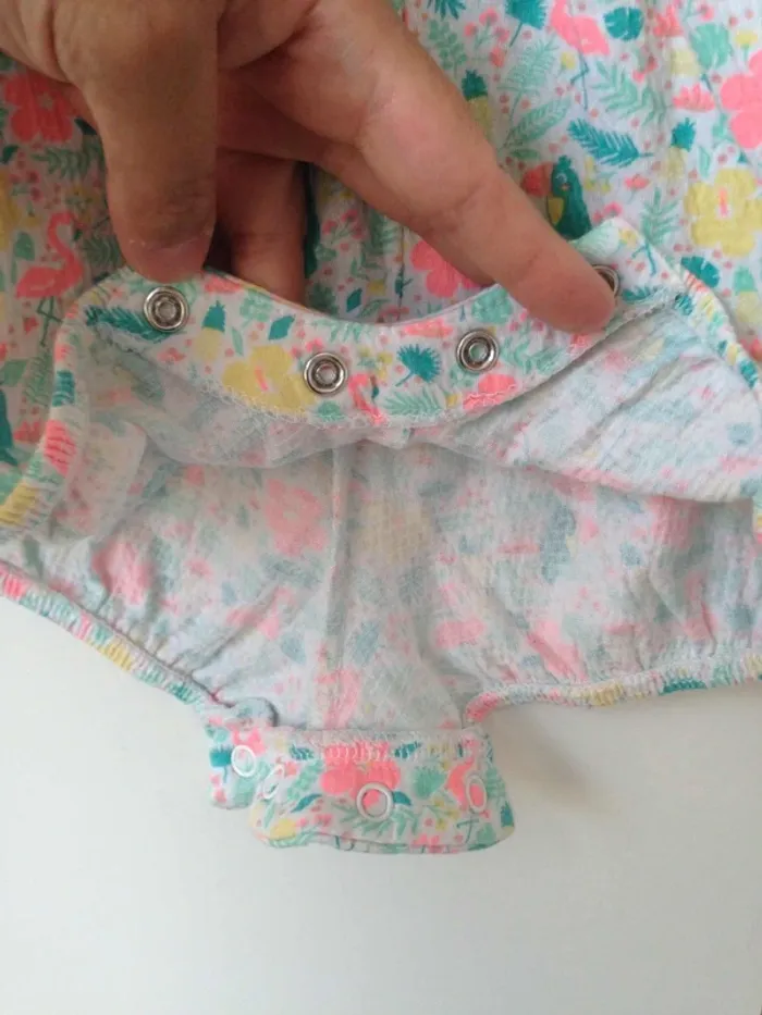 Combi-short col rond sans manches fleuries 24mois 86cm - photo numéro 6