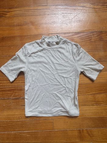 T-shirt beige pailletée