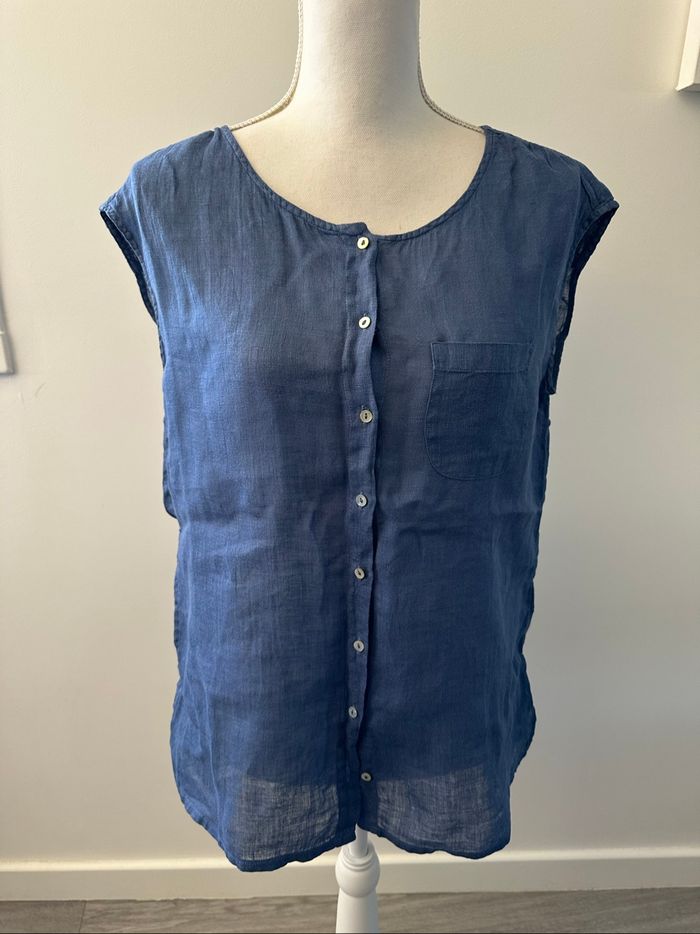 Blouse bleue en lin 123 T38 M