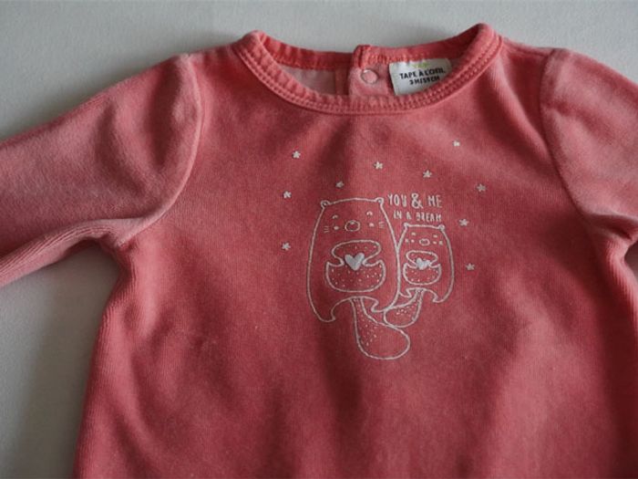Pyjama velours rose saumon fantaisie Tape à l'oeil Taille : 3 mois - photo numéro 2