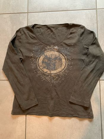 Haut kaki avec strass taille 38/40