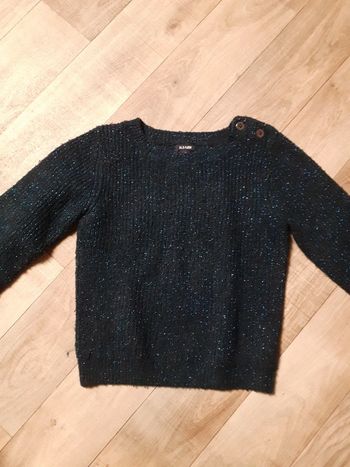 Pull fille bleu marine fils métalliques brillant 4 ans