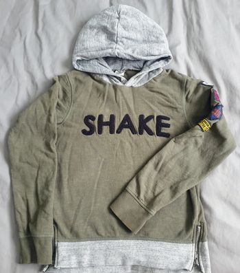 Sweat à capuche kaki gris 12 ans tape à l’œil
