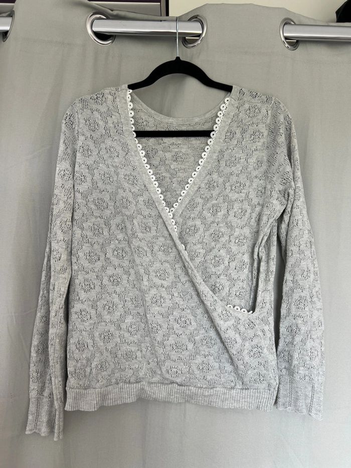Pull fin gris