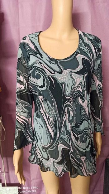 Blouse  tunique rose grise  et  noire  t3