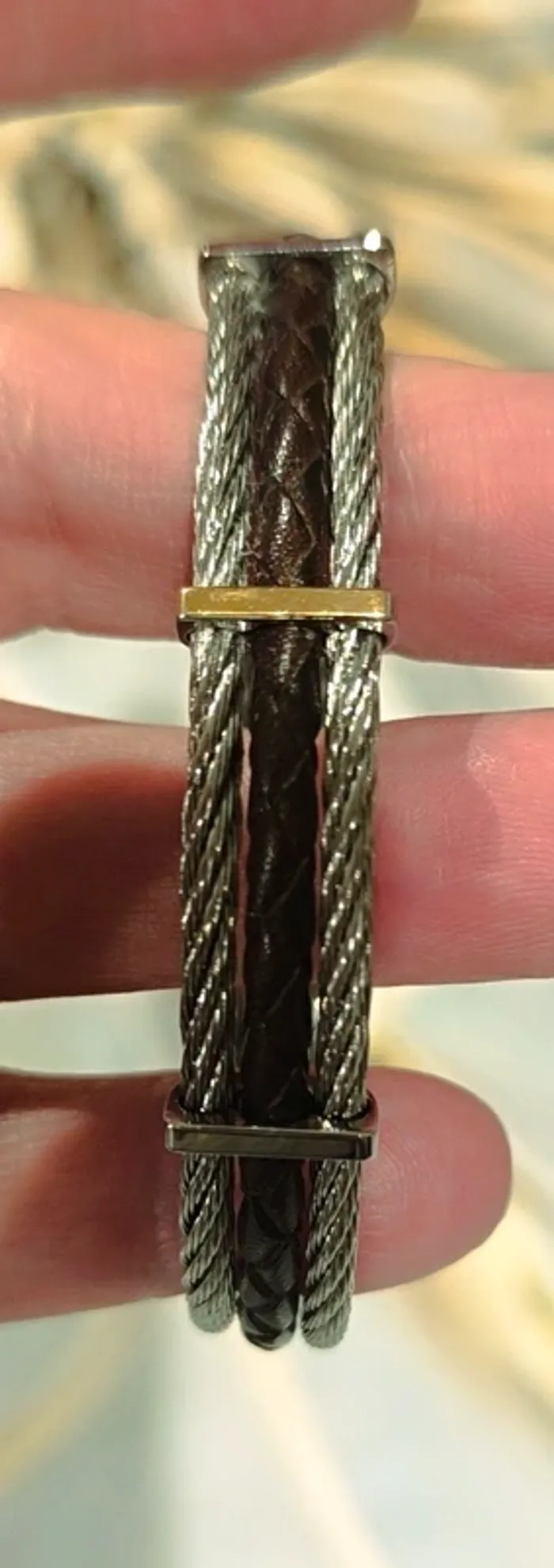 Bracelet acier et cuir homme