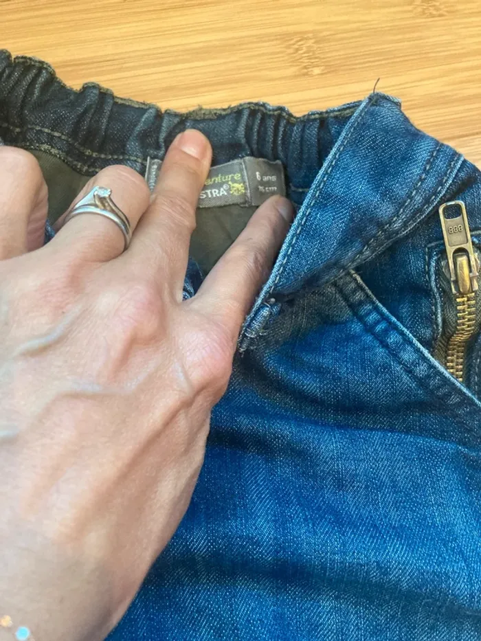 6 ans - pantalon matière jeans avec élastique de réglage à l’intérieur avec usure intentionnelle - photo numéro 5
