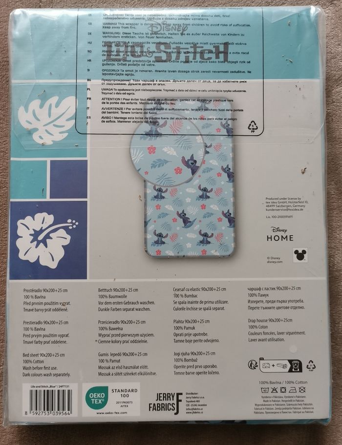 Draps housse pour matelas 1 personne Stitch