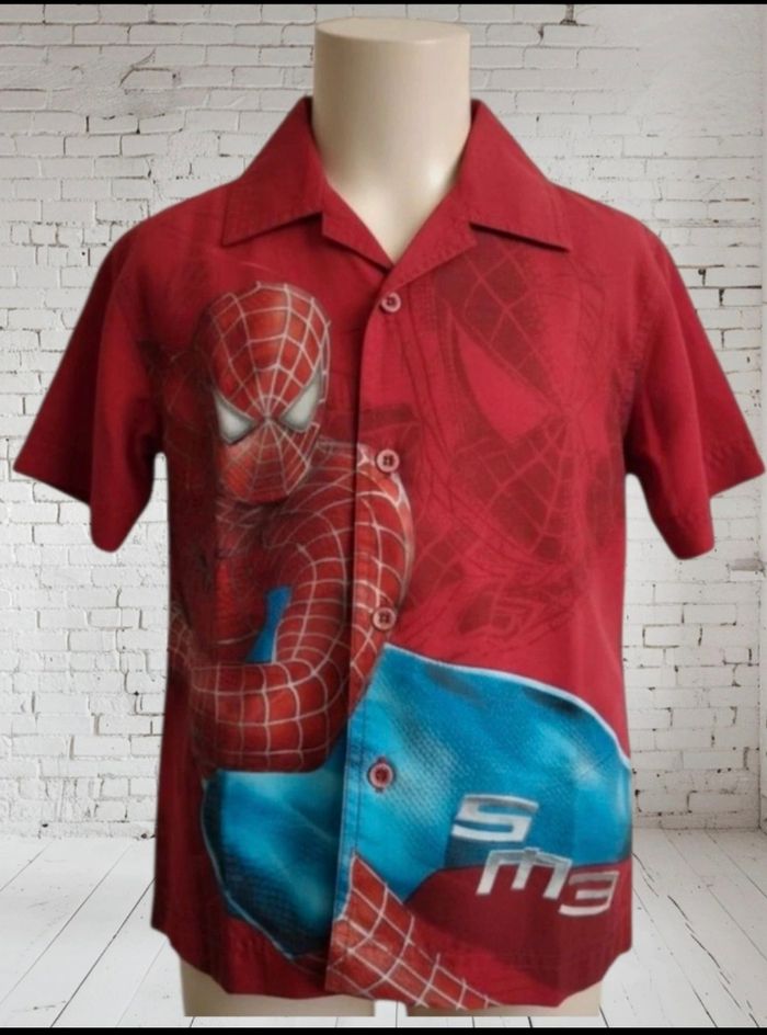 Chemise tissu léger rouge  imprimé spiderman super héros marvel 5A