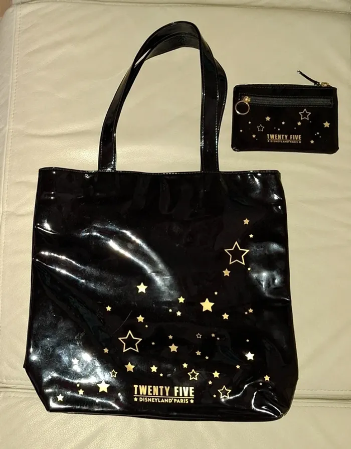 Sac cabas et pochette 25 ieme Anniversaire Mickey et fée
clochette et etoiles -Disneyland Paris - photo numéro 5