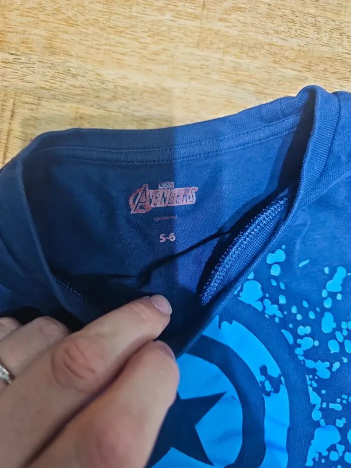 Tee shirt manches longues garçon 5/6 ans captain america - photo numéro 3
