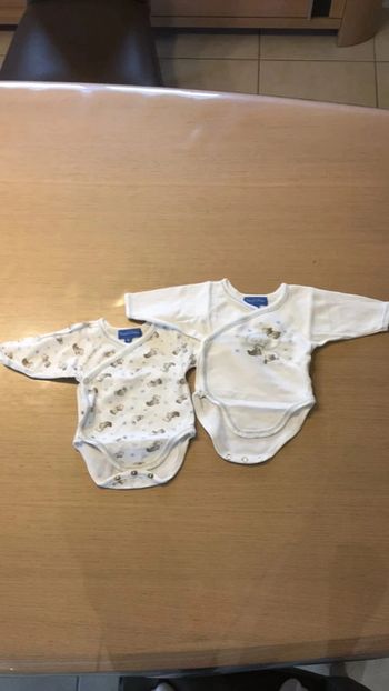 Lot de 2 bodies manches longues Bout’chou garçon 1 mois