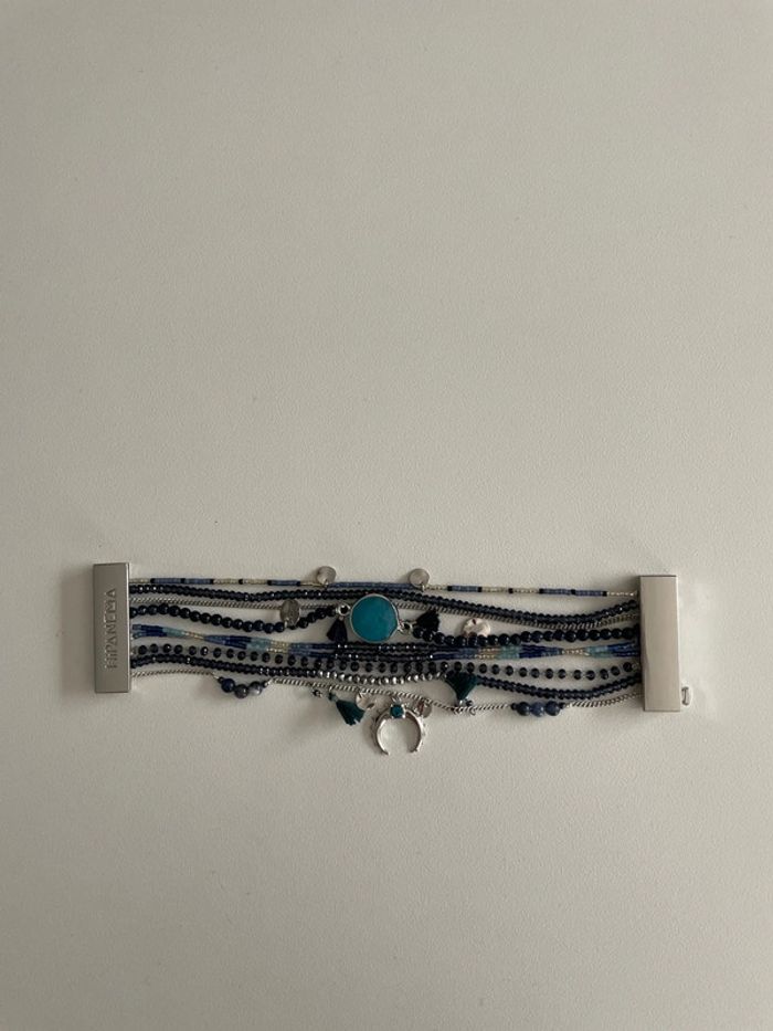 Bracelet hipanema bleu argent