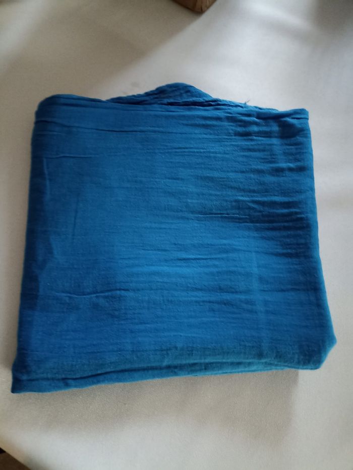 Foulard Écharpe Coton Bleu Canard - Doux & Léger - photo numéro 4