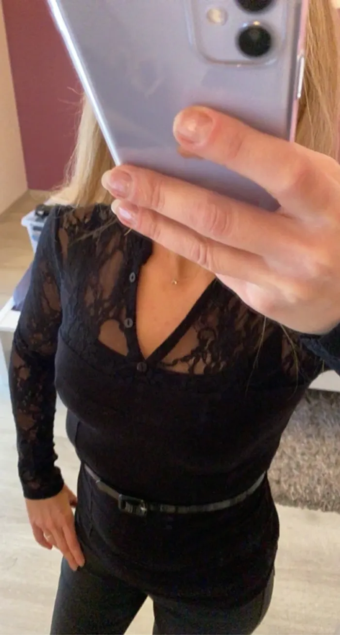 Tee shirt dentelle Promod ceinturé - photo numéro 2