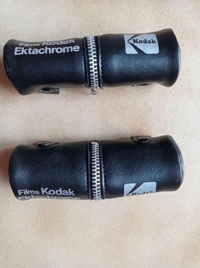 Lot de 2 pochettes à pellicule photo en cuir - Kodak - Vintage