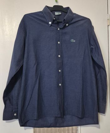 Chemise Lacoste vintage Made in France taille 40/L bleu marine, col boutonné
