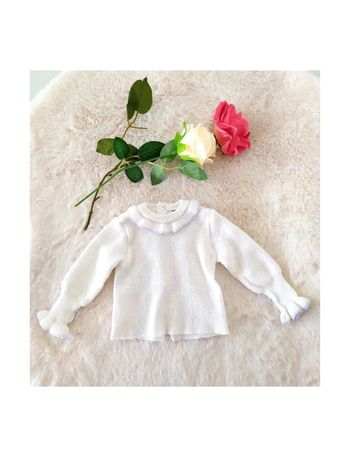 Pull acrylique authentique vintage années 80 France Clayeux nouveau-né fille