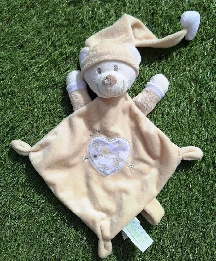 Doudou plat Ours attache-tétine / Prémaman